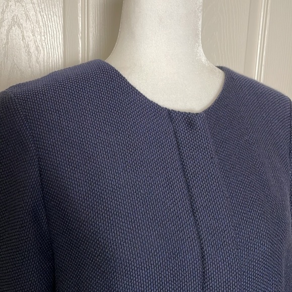 Eileen Fisher: Navy Waffle Weave Jacket with snap closure - Picture 2 of 10